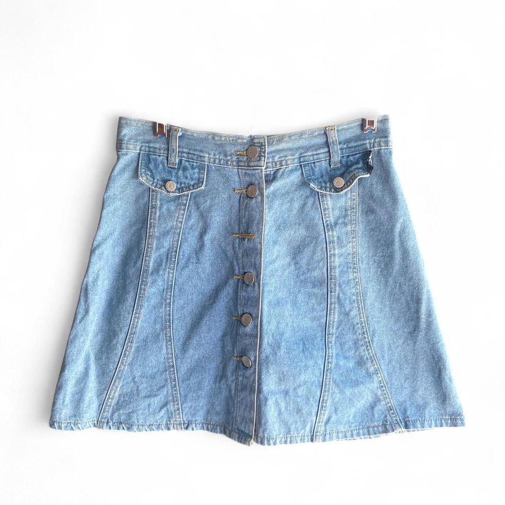 Vintage Squeeze blue denim mini skirt size 9/10